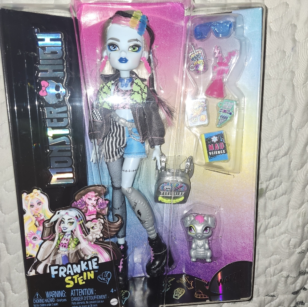 Monster High Frankie Stein Doll with Blue and Pink Highlights